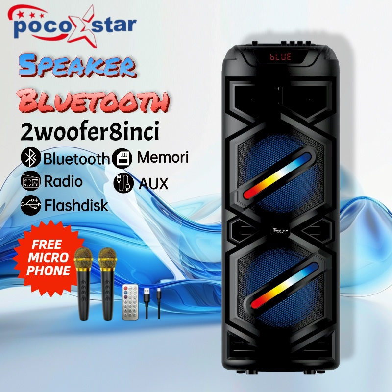 POCOSTAR8inci Speaker Bluetooth Karaoke Protable Super Bass Wireless Musik Box Full Bass SalonSZ8828