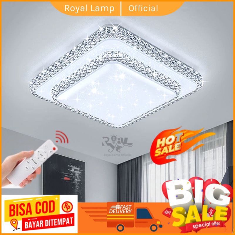 HOT SALE LAMPU CEILING LED/LAMPU PLAFON/LAMPU HIAS AKRILIK KOTAK 2 TINGKAT 40CM 3 WARNA