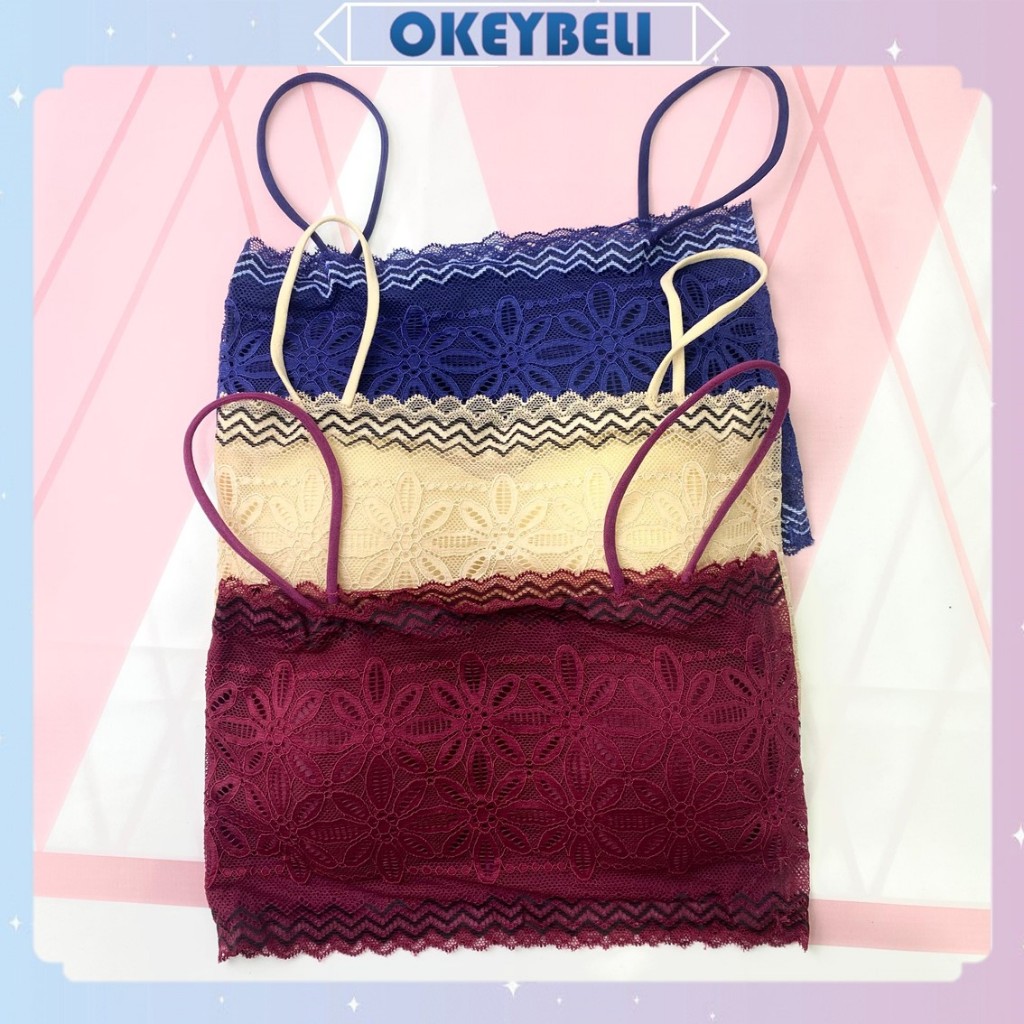 •OKEY BELI•BR924 Bra Renda Brukat Seamless Sport Bra BH Wanita Motif Bunga Brukat cod