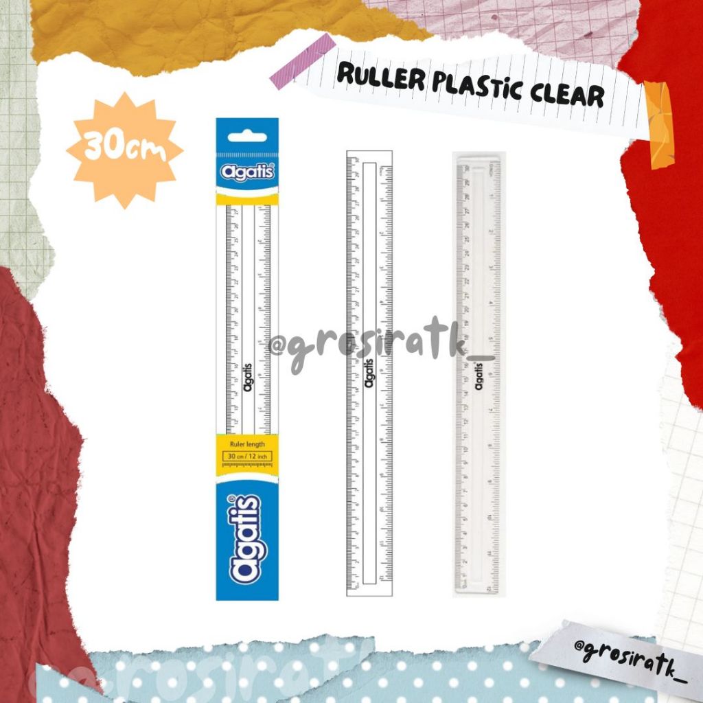 

AGATIS RULER 30CM PLASTIC CLEAR / TRANSPARENT / PENGGARIS 30CM