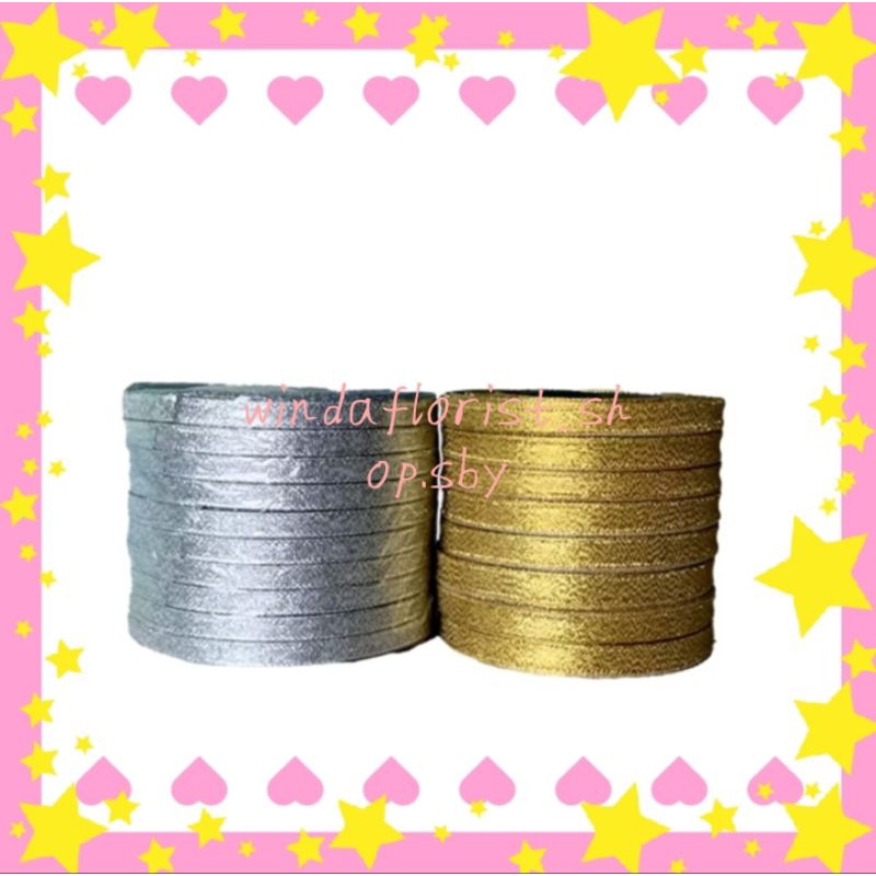 

Pita ribbon Glitter(ROLL)silver gold 1/4inch 0,6cm 20yard 18m