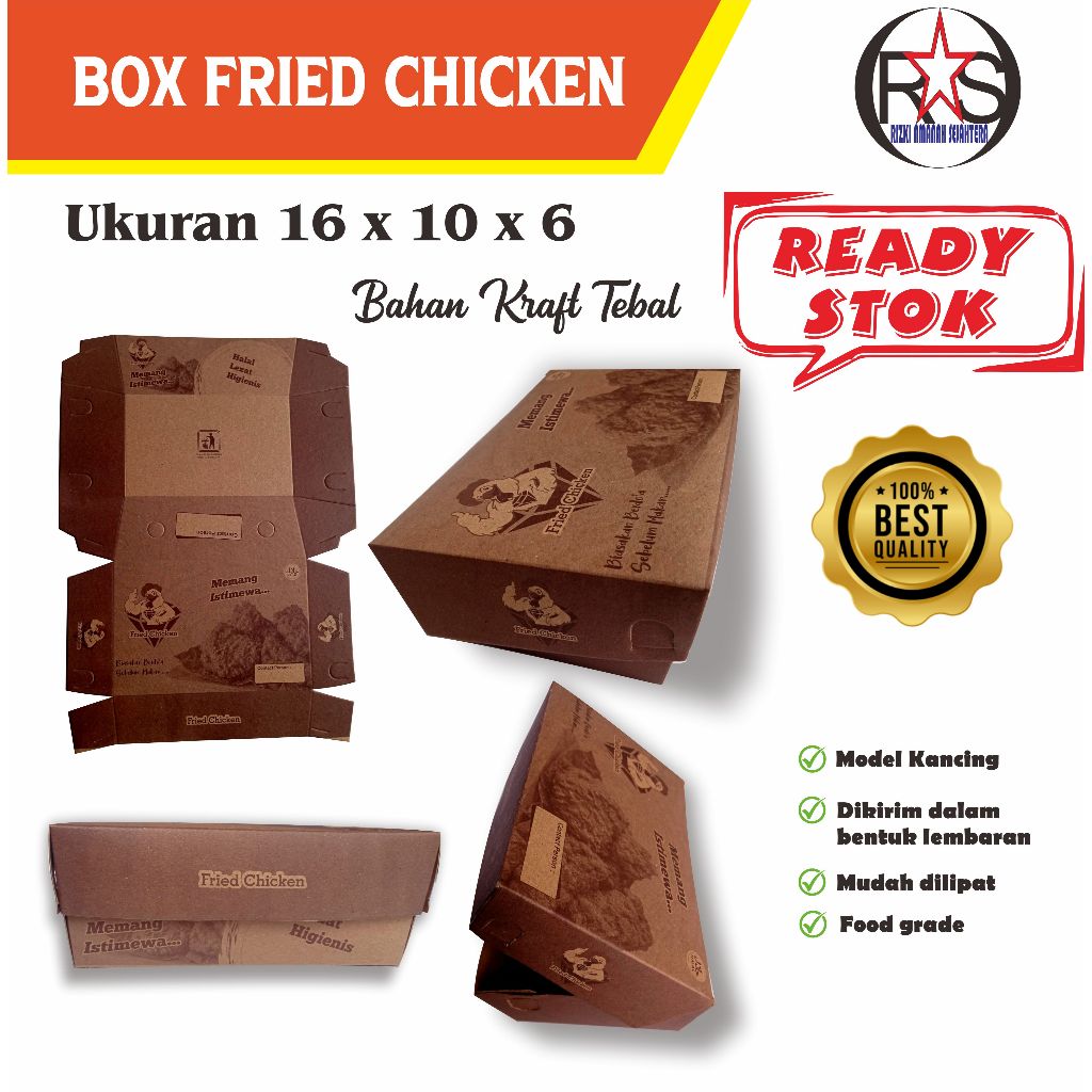 

Dus Box Fried Chicken + Nasi ) (Rp650/pcs)Kraft 350 gsm