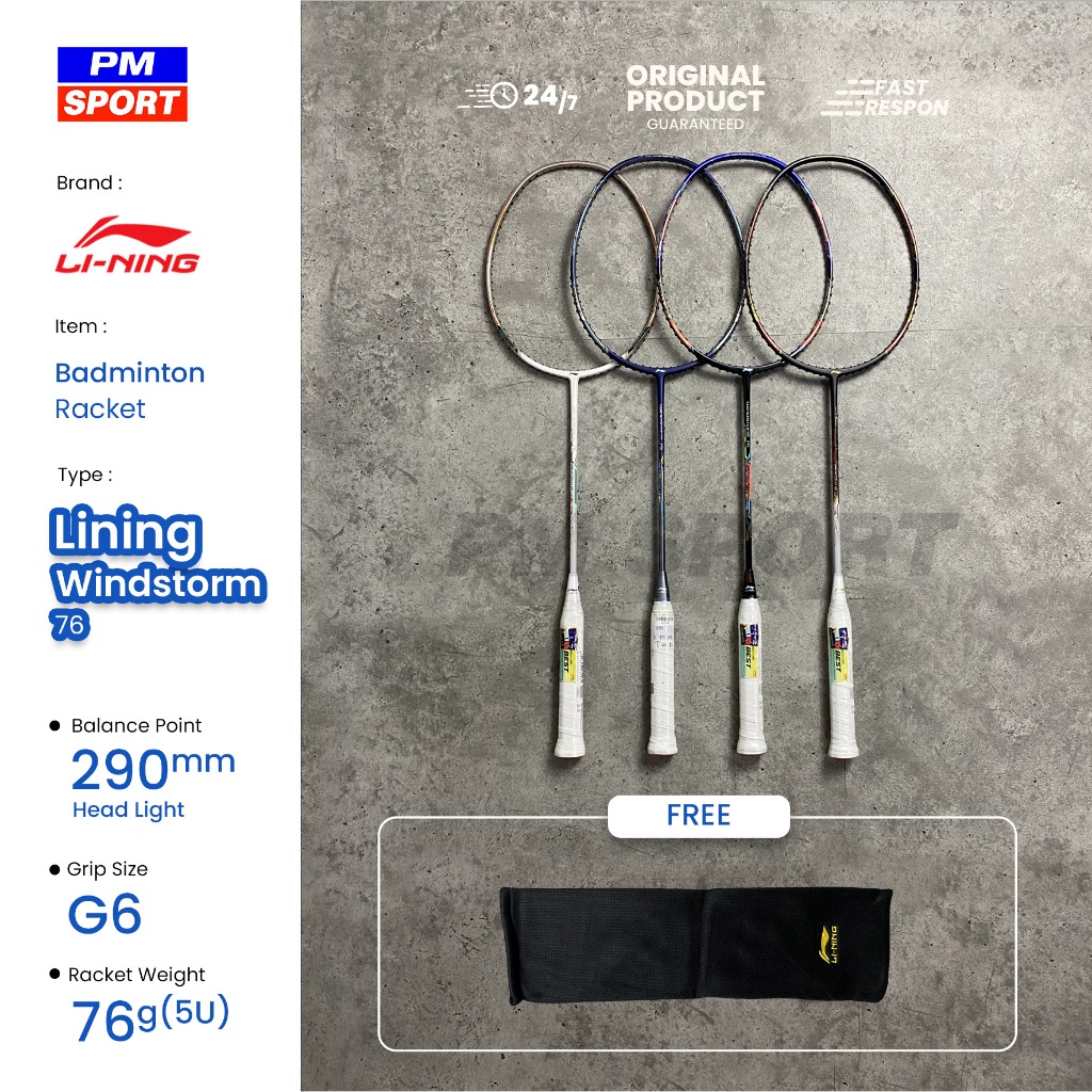 RAKET BADMINTON / BULUTANGKIS LINING WINDSTORM 76