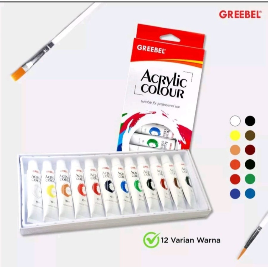 

CAT ACRYLIC PAINT GREEBEL 10ML 12 WARNA (12PCS) TERMURAH