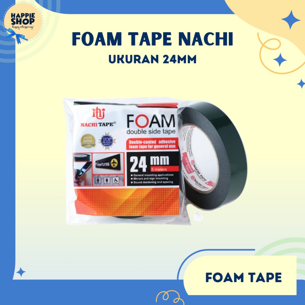 

Busa FOAM 24 MM Nachi Doubel Tape Lakban Selotip Plakban Isolasi Solasi 4.5 Meter Murah