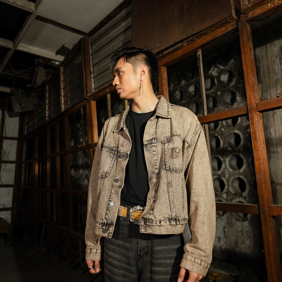 Jacket Denim Crop Kobe Brown Washed Kazamarts
