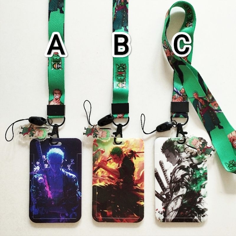 

Zoro One Piece ID Card Holder Lanyard 1 Name Tag Gantungan Kalung Wadah Kartu Nama