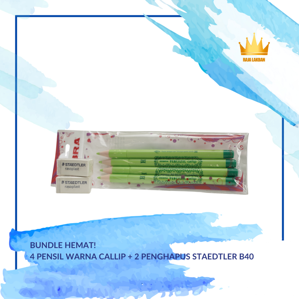 

SERBA Rp1000! 4 Pensil Warna CalliP + 2 Penghapus Staedtler B40