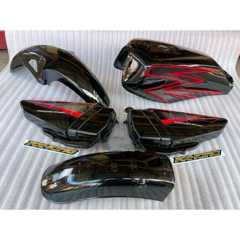 Paket Fullset Body Yamaha RX KING New 2003 Striping Custom Merah