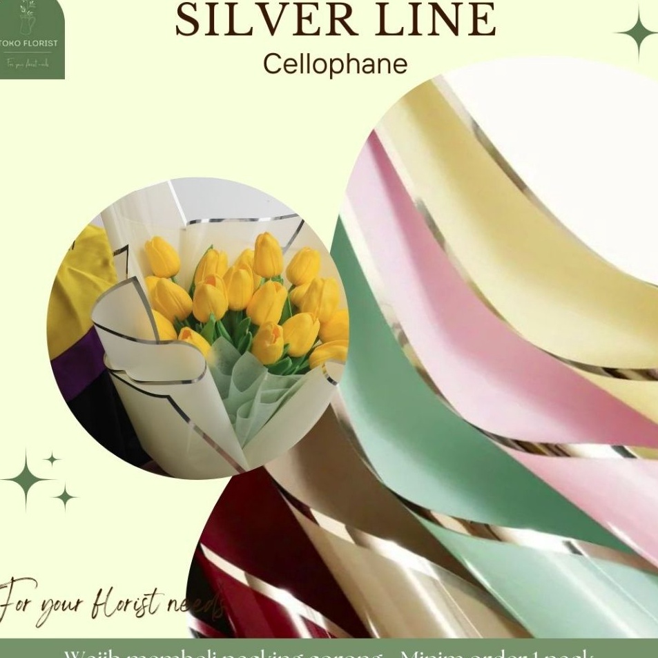 

Super Hemat GROSIR Kertas Buket Bunga Cellophane SILVER LINE isi 2 lembar