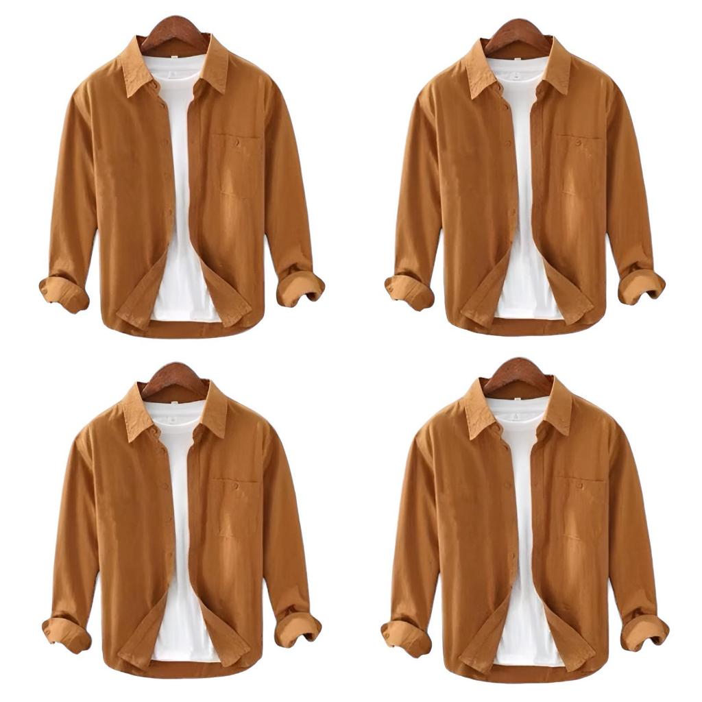 Keman Pria Mustard Kemeja Lengan panjang pria Warna Mustard Kemeja pria Unisex Polos