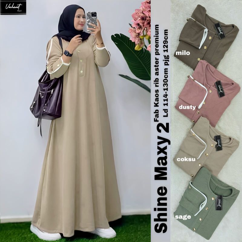 SHINE MAXY#2 GAMIS KAOS RIB ASTER PREMIUM DRESS HARIAN INARA BUSUI LD 114-130 BAHAN ADEM MELAR