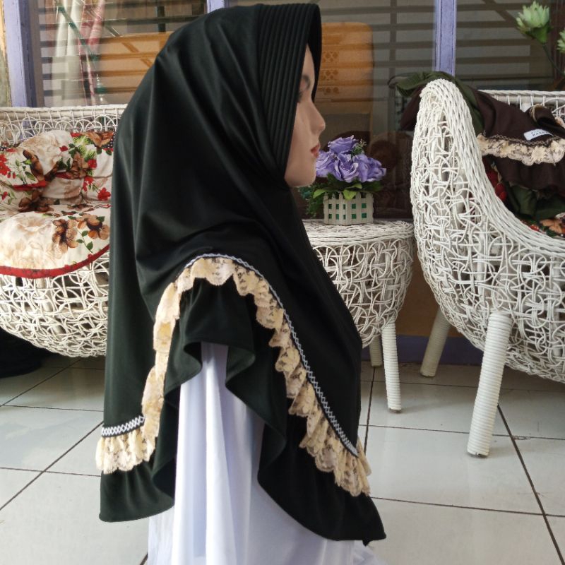 JILBAB KHIMAR BERGO INSTAN RENDA PICOT