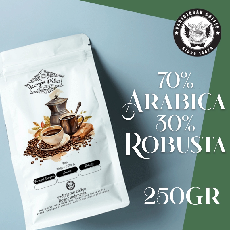 

kopi tubruk Kopi Bubuk 70% Arabica 30% Robusta "kopi P'do cuman ini beneran kopi" 200gr Pajajaran coffee