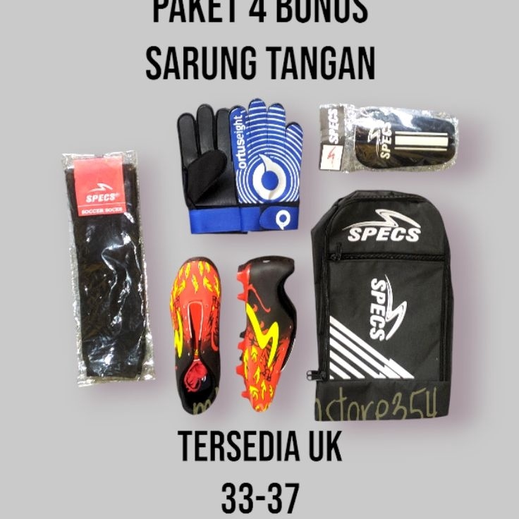Borong Hemat  Sepatu Bola Anak Paket Murah Bonus Sarung Tangan Kiper sdsmp