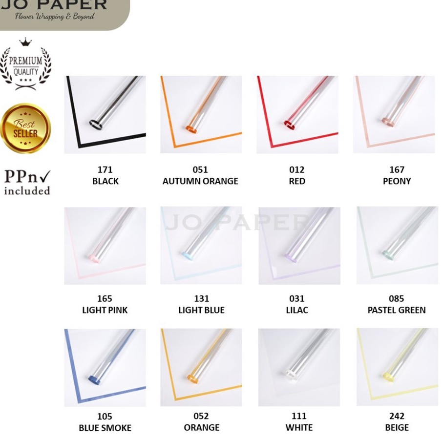 

New Promo 2 LEMBAR Flower Wrapping Paper OPP Transparan Bening List Warna Kertas Buket Bunga Cellophane