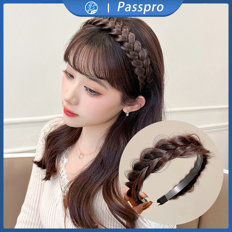Bando Kepang Rambut Palsu Musim Panas Headband Klip Rambut Palsu Model Kepang