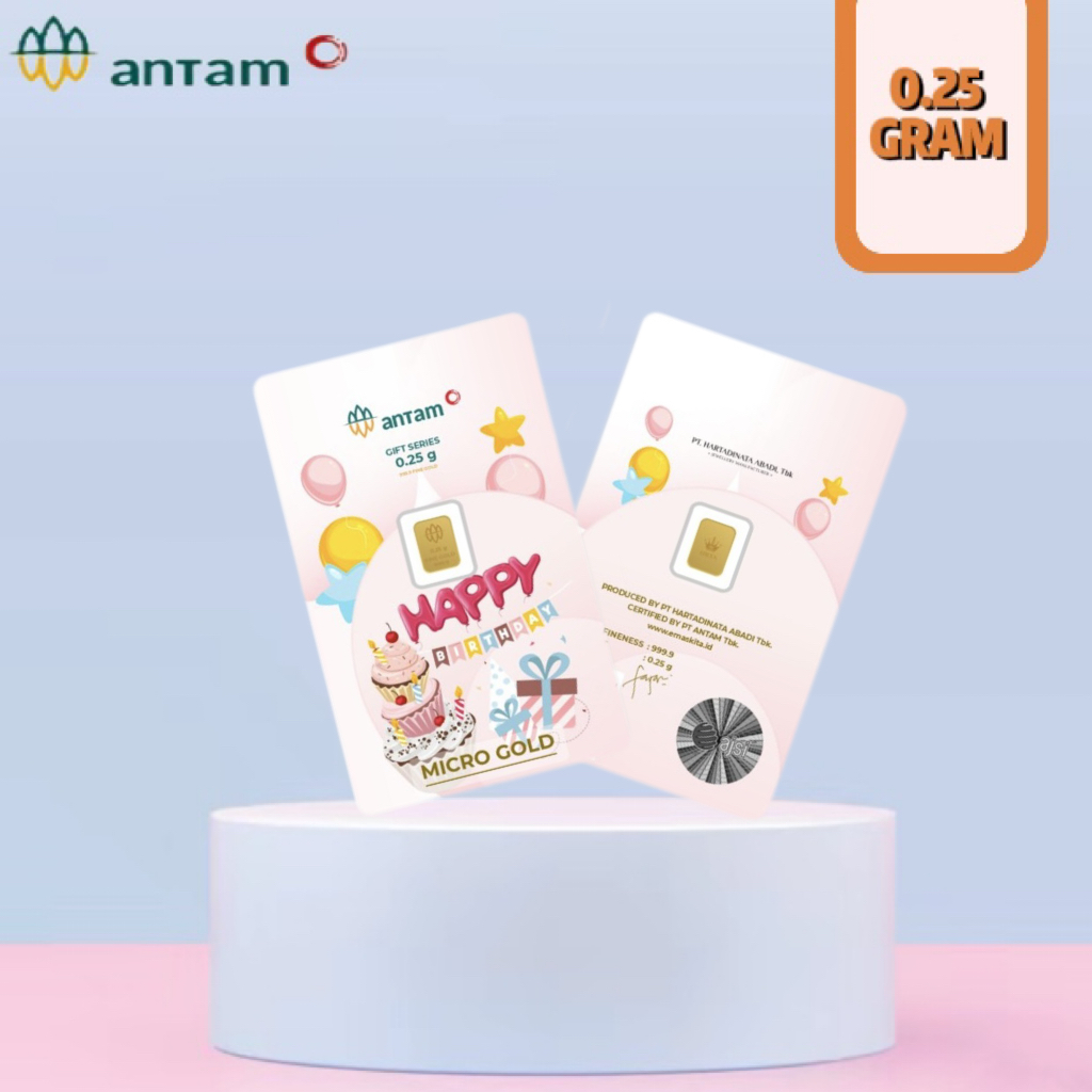 Gold Logam Mulia Antam Press ( LM ) 0.25Gram 0.25GR Happy birthday Series