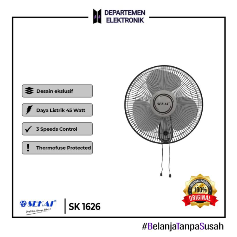 KIPAS ANGIN SEKAI DINDING 1626 SEKAI 16 INCH