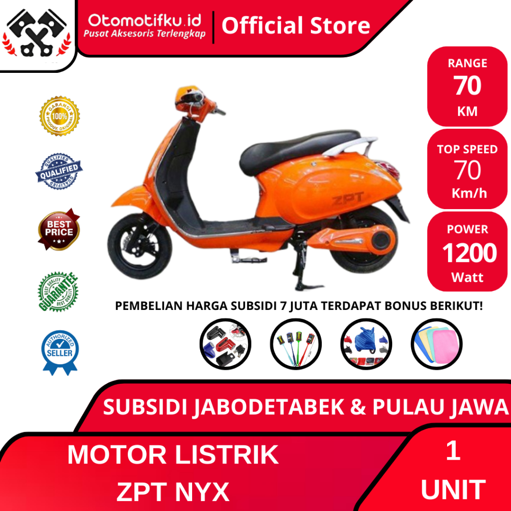 SEPEDA MOTOR LISTRIK SUBSIDI ZPT NMBZZ & NYX GARANSI SNI - FREE HADIAH BANYAK