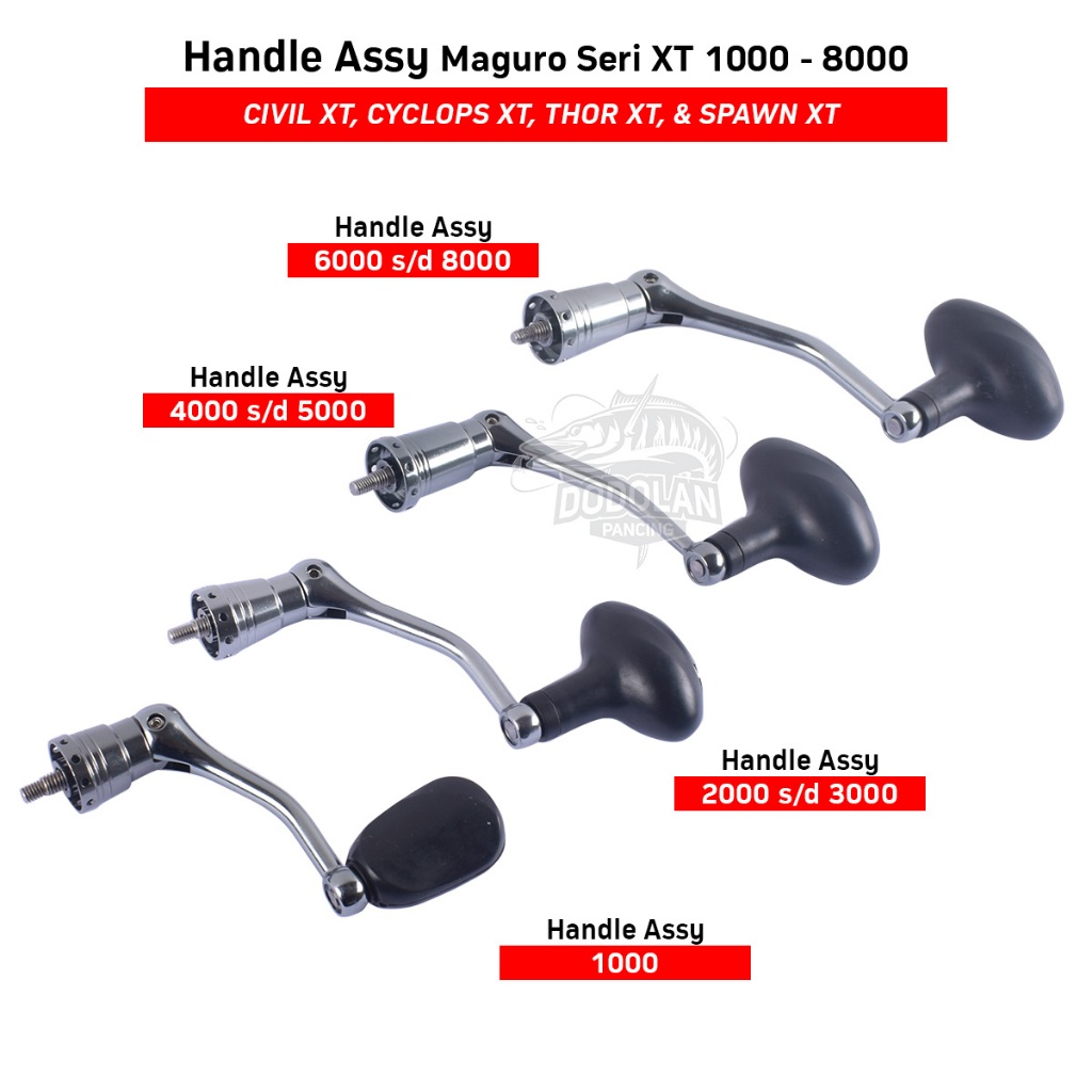 Sparepart Handle Assy Reel Maguro Thor XT Ukuran 1000 - 8000 | Handle Maguro Seri XT Dodolan Pancing