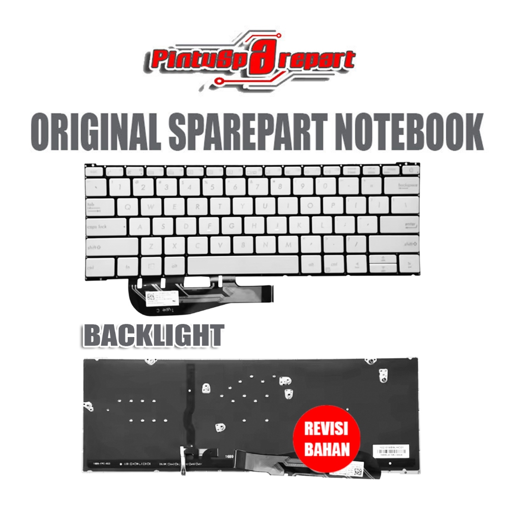 (Genuine Colour Silver) Keyboard Original Asus Zenbook 3 UX390 UX390U UX390UA UX390UAK (BACKLIGHT)