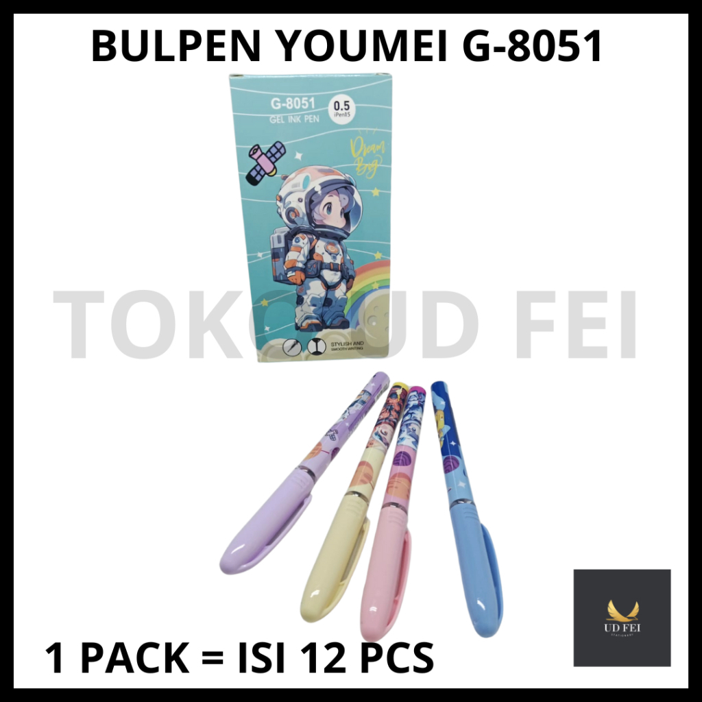 

(1 PACK = ISI 12 PCS) Bulpen Gel Youmei / Bulpen Gel FANCY/ Bulpen gel karakter/Bulpen ASTRONOT (KODE 8051)