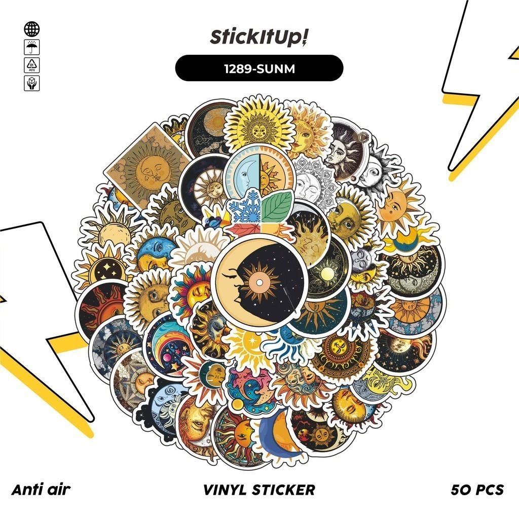 

COD✨ 100 Pcs Stiker Sun and Moon Lucu Anti Air Untuk Dekorasi Notebook Sepeda Skateboard Handphone DIY