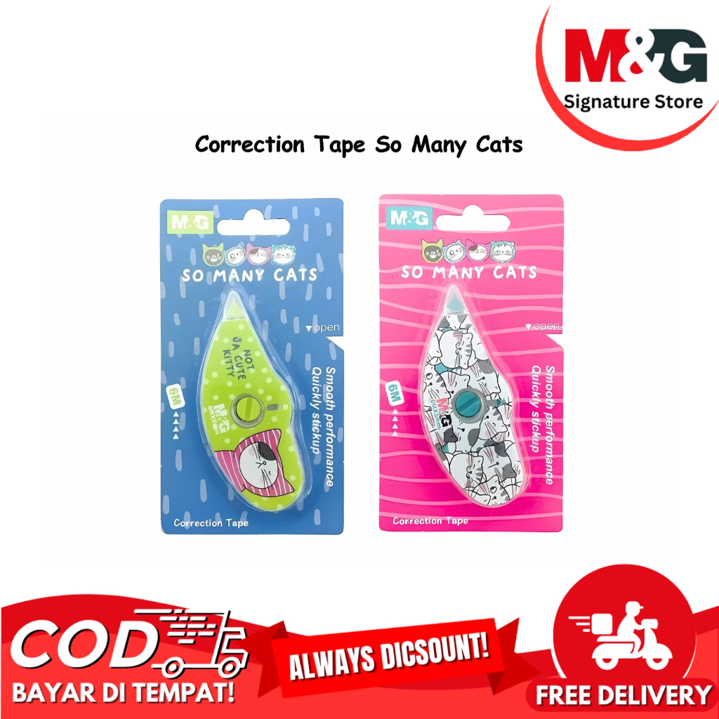

Tipe x Kertas Correction Tape M&G So Many Cats 6 Meter #ACT11874 - Correction Tape Satuan