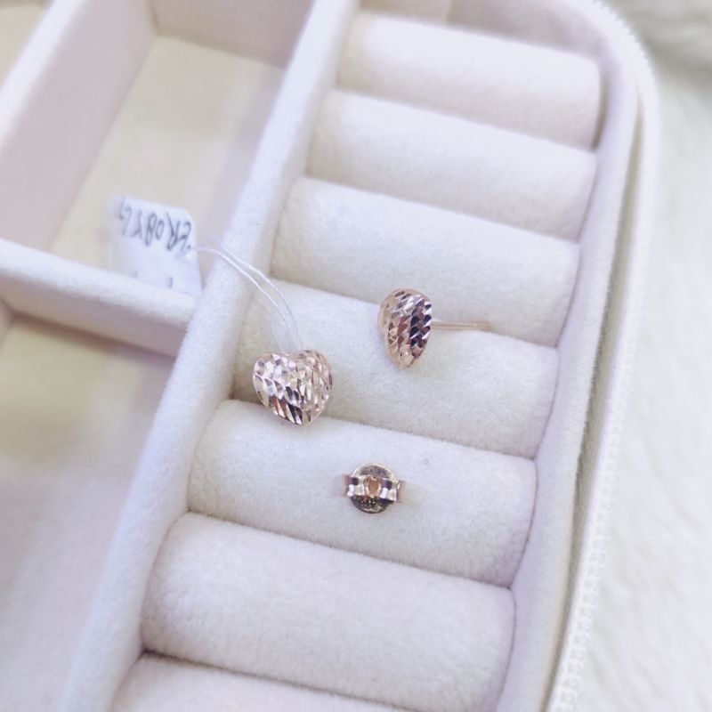 Anting Tusuk Love Ukir Rosegold 75%