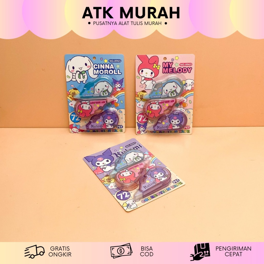 

CORRECTION TAPE SANRIO 3 IN 1 NO.8965 CT-1531 BELI 1 DAPAT 3 BUY 1 GET 3 TERMURAH ALAT TULIS CANTOR TIPE-X KERTAS