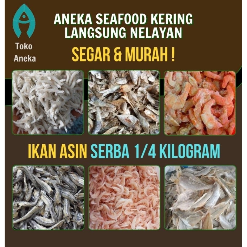 

ANEKA IKAN ASIN KERING 250 GR/ Teri Nasi / Teri Medan / Teri Kacang / Teri Jengki / Teri Rebon / Udang Ebi / Udang Manis / Udang Rebon / Cumi Asin / Aneka Ikan Asin / Peda / Jambal Roti / Ikan Bulu Ayam / Ikan Lidah / Terasi Merah / Sangge / Peres