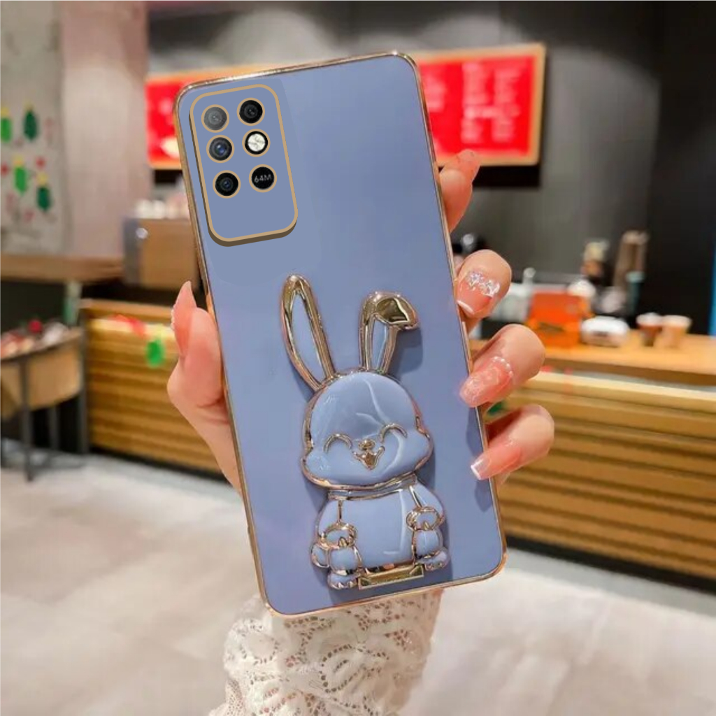 Soft Case Infinix Note 8 Casing Cover Luxury 6D Free Stand Holder Tarikan Kelinci