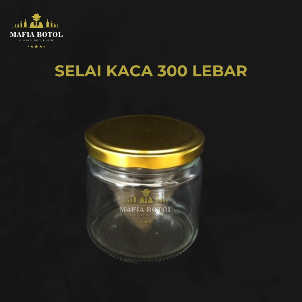 Toples Jar Kaca 300 ml Lebar wadah selai kemasan kaca unik kemasan madu kaca beling bumbu dapur