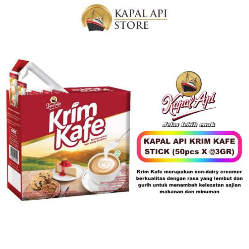 

Kapal Api Krim Cafe 3gr Isi 50 Sachet Creamer Krimer Praktis Siap Di Campur Kopi