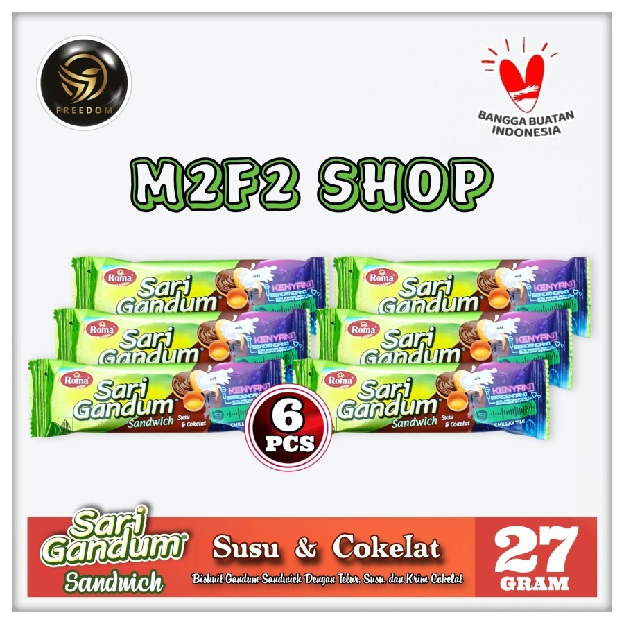 

Roma Biskuit Sari Gandum Sandwich Rasa Susu dan Cokelat - 27 gr (Kemasan 6 Pcs)