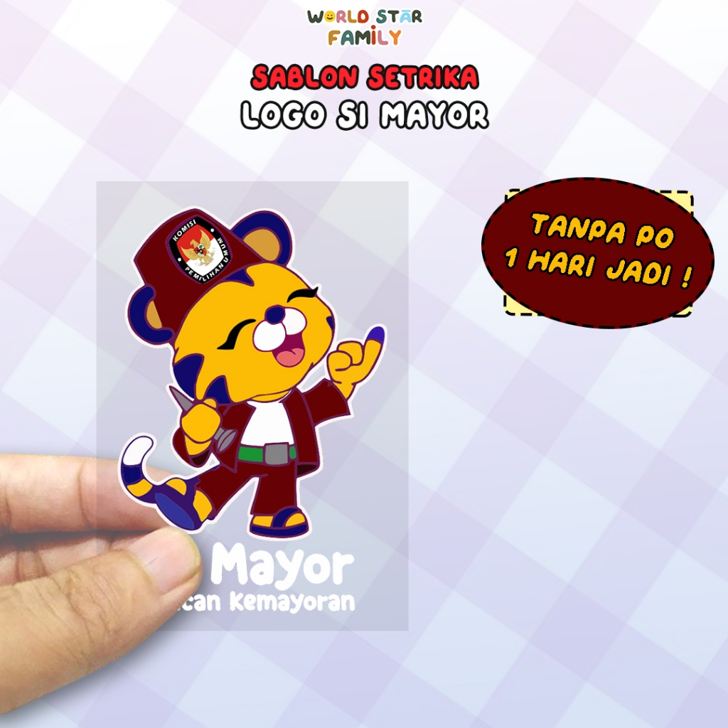 

WSF Stiker Kain LOGO SI MAYOR atribut Pilkada Stiker Pilgub 2024 Pilkada 2024 Pilkada serentak 27 November 2024 Stiker DIY Souvenir Sablon setrika Stiker label STIKER LABEL BAJU MURAH Sablon DTF