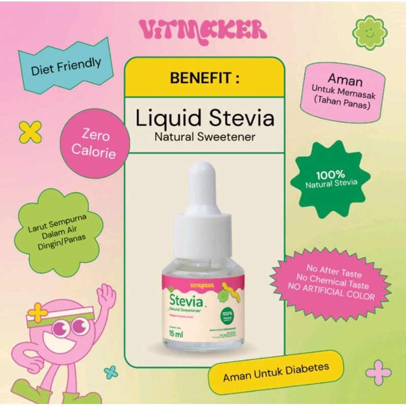 Vitmaker Stevia 15 ML dan 5 ML Vitmaker Fiber Collagen Vitmaker Fiber Drink Vitmaker Drink Vitmaker 