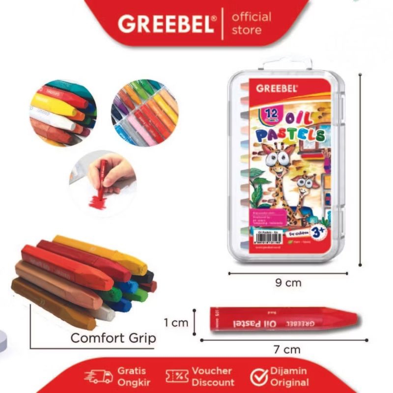 

Greebel Krayon Kids Oil Pastel Crayon PP12-C @1Set=12Warna
