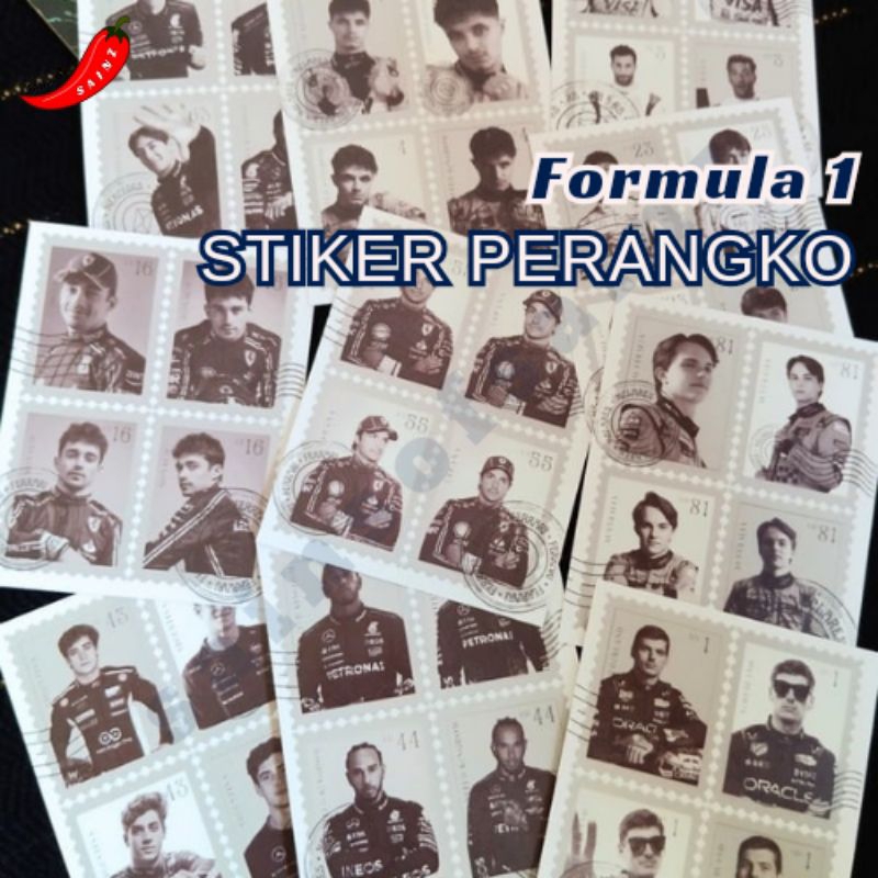 

F1 Sticker Perangko Carlos Charles Lewis George Max Oscar Lando Alex Franco Daniel ID Photo