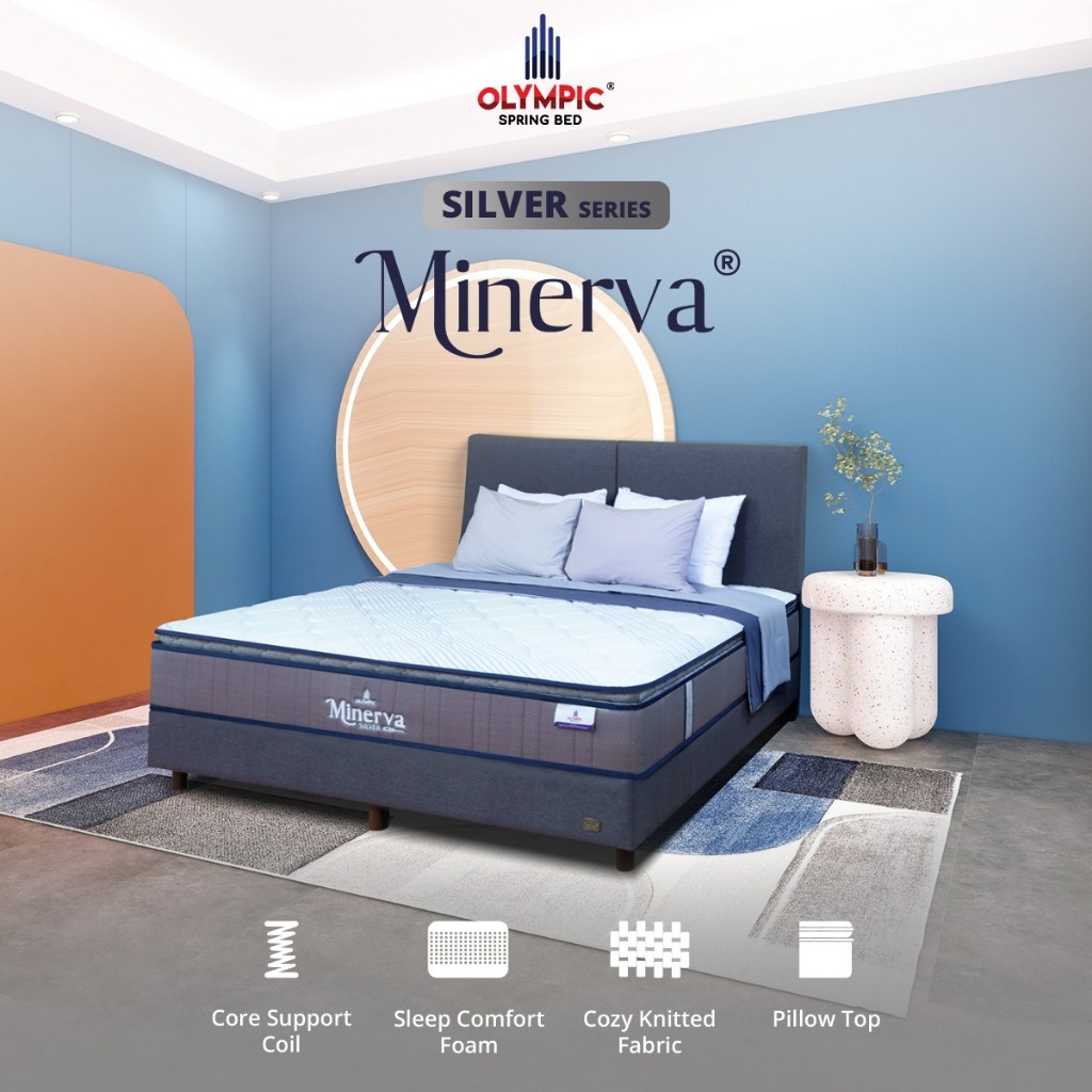 Tempat Tidur Matras Olympic Springbed Minerva Silver Series dengan Feel Medium Dengan Bonel Spring