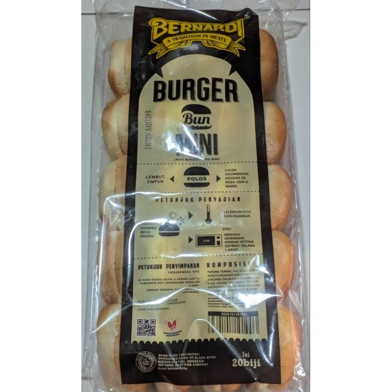 

ROTI BURGER BERNARDI MINI ISI 20 BIJI 620GRAM