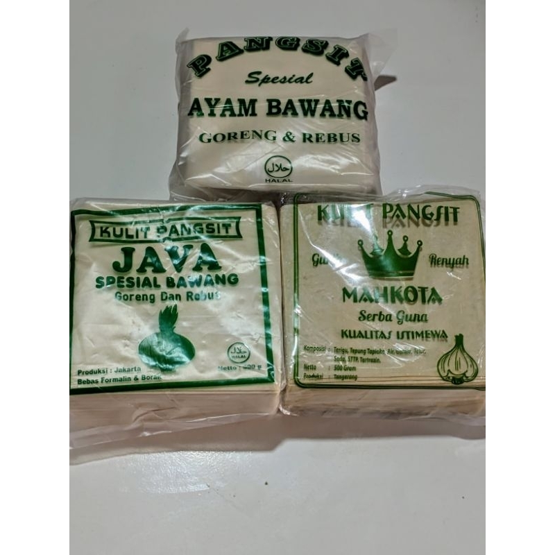 

KULIT PANGSIT GORENG MEREK AYAM BAWANG, MAHKOTA,JAVA