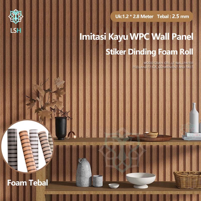WALLPAPER DINDING MOTIF ELEGAN PANEL KAYU / Imitasi Kayu Wpc Wall Panel  Stiker Dinding /Wallpaper S