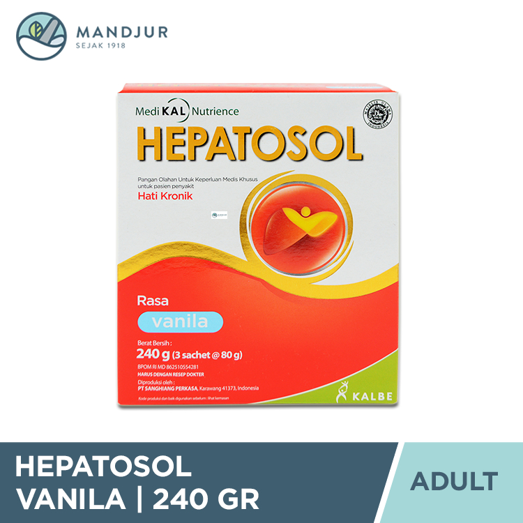 

Hepatosol Vanila 240 Gram - Susu Nutrisi Khusus Pasien Gangguan Hati Ringan