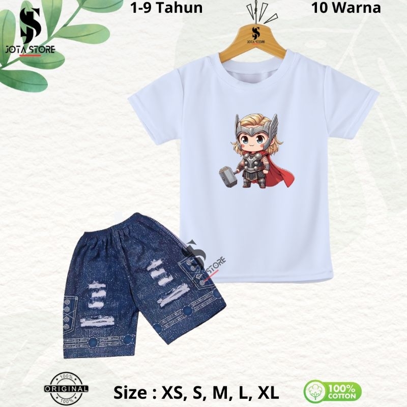 Setelan Kaos Premium Anak Motif THOR/Baju Setelan Anak Unisex/Setelan anak 1-9 tahun