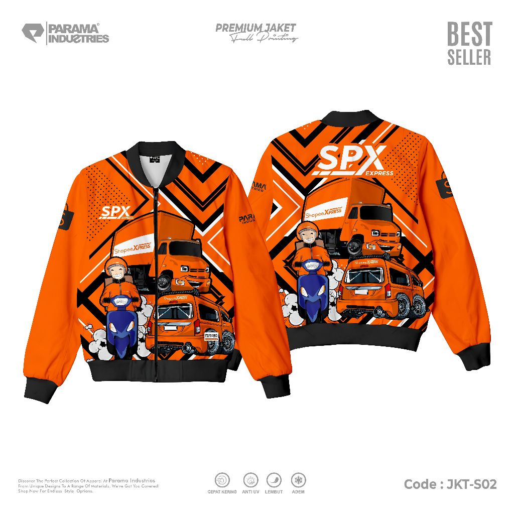 [Ready Stock] PARAMA JACKET BOMBER PREMIUM FULL PRINTING JAKET DRIVER KURIR PAKET SPX SHOPEE EXPRESS