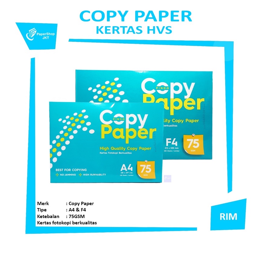 

KODE H97I Copy Paper Kertas HVS A4 F4 75 Gram Rim