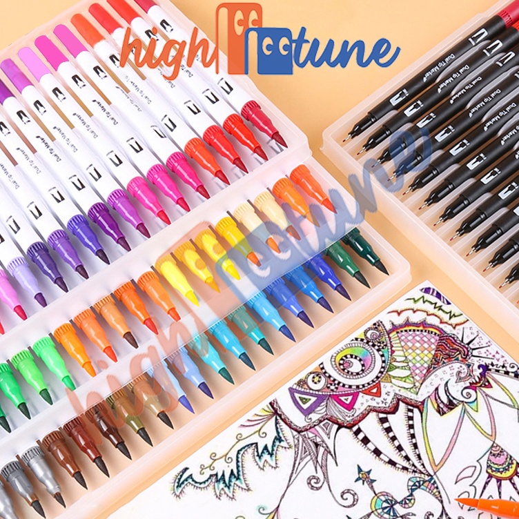 

KODE P97V Hightune Spidol Warna Set 12366112 Spidol Brush Pen 2 Tips Spidol Set Marker Drawing Pen