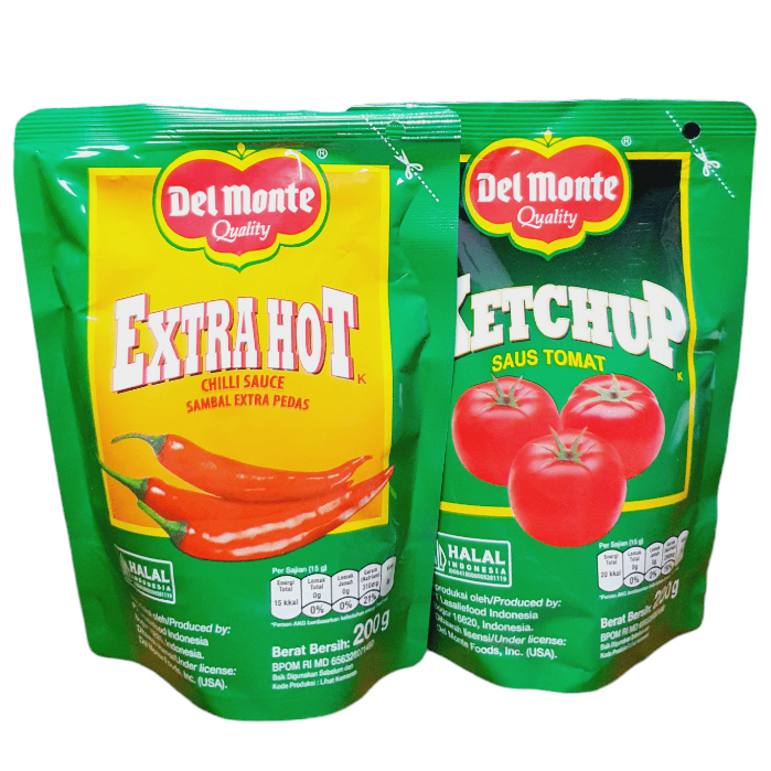 

Del Monte Saus Tomat Ketchup|Del Monte Saus Pedas Extra Hot 200gr|Saus Pedas/Saus Tomat Del Monte Pouch 200gr